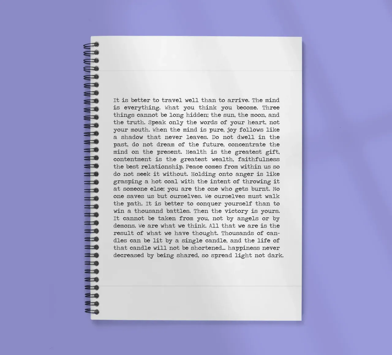Buddha's Buddhism Mindful Wisdom Teachings Quote spiral notebook by Summer Soul Co. - Quotes