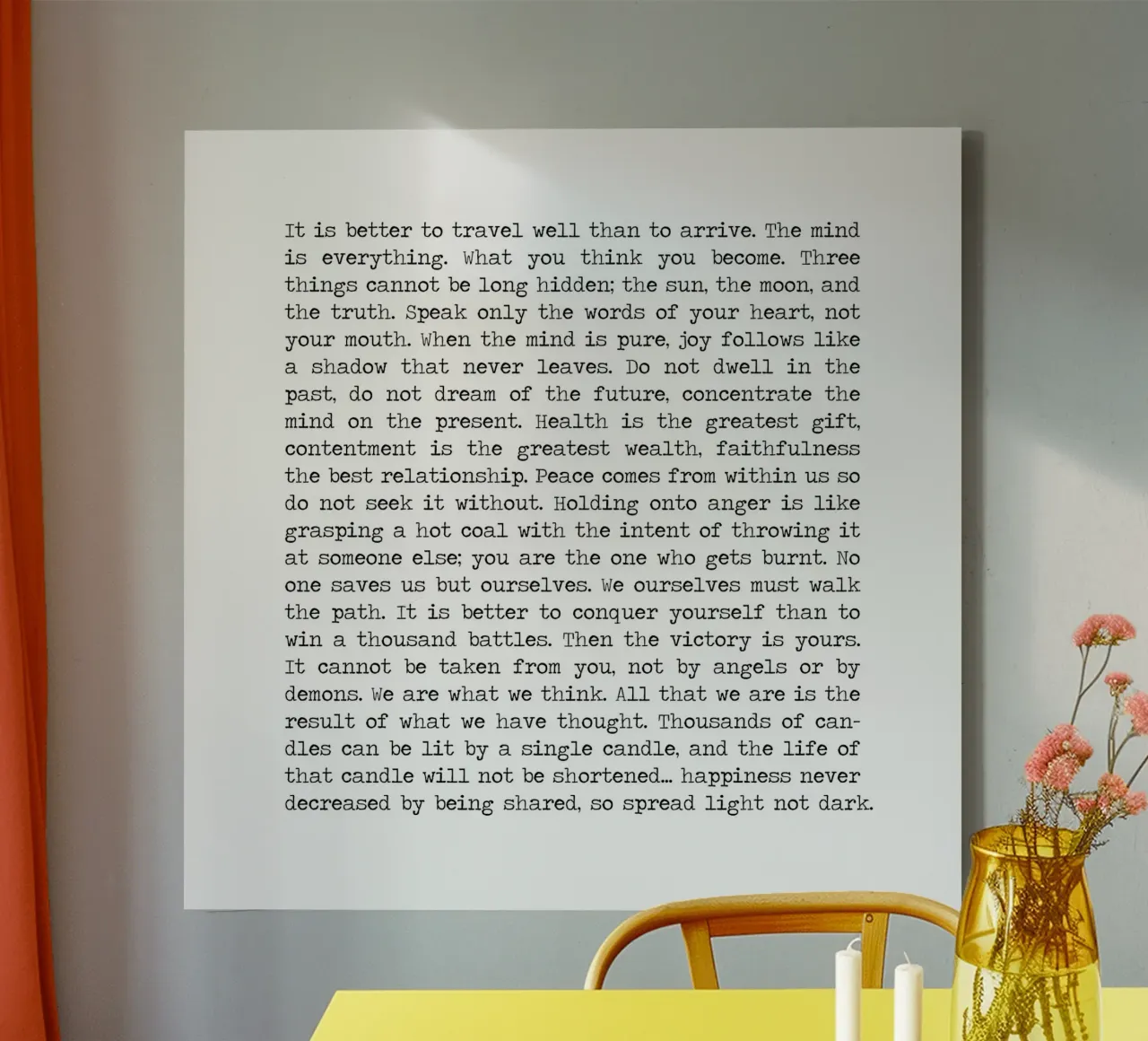 Buddha's Buddhismus Achtsame Weisheitslehren Zitat Leinwand mit Schattenfugenrahmen von Summer Soul Co. - Quotes