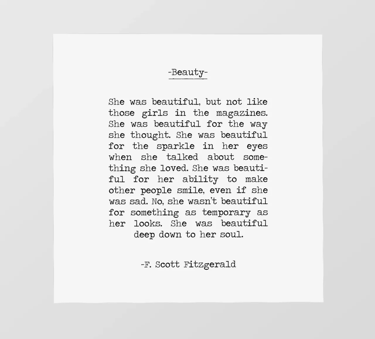 Era bellissima F Scott Fitzgerald Citazione Tipo Vintage pellicola backlit da Summer Soul Co. - Quotes