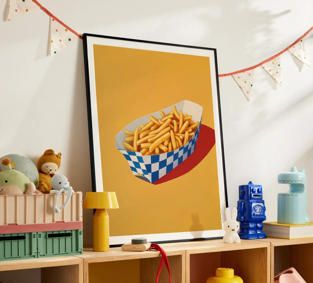 Snack di patatine fritte croccanti poster con telaio in alluminio da Carinaprint