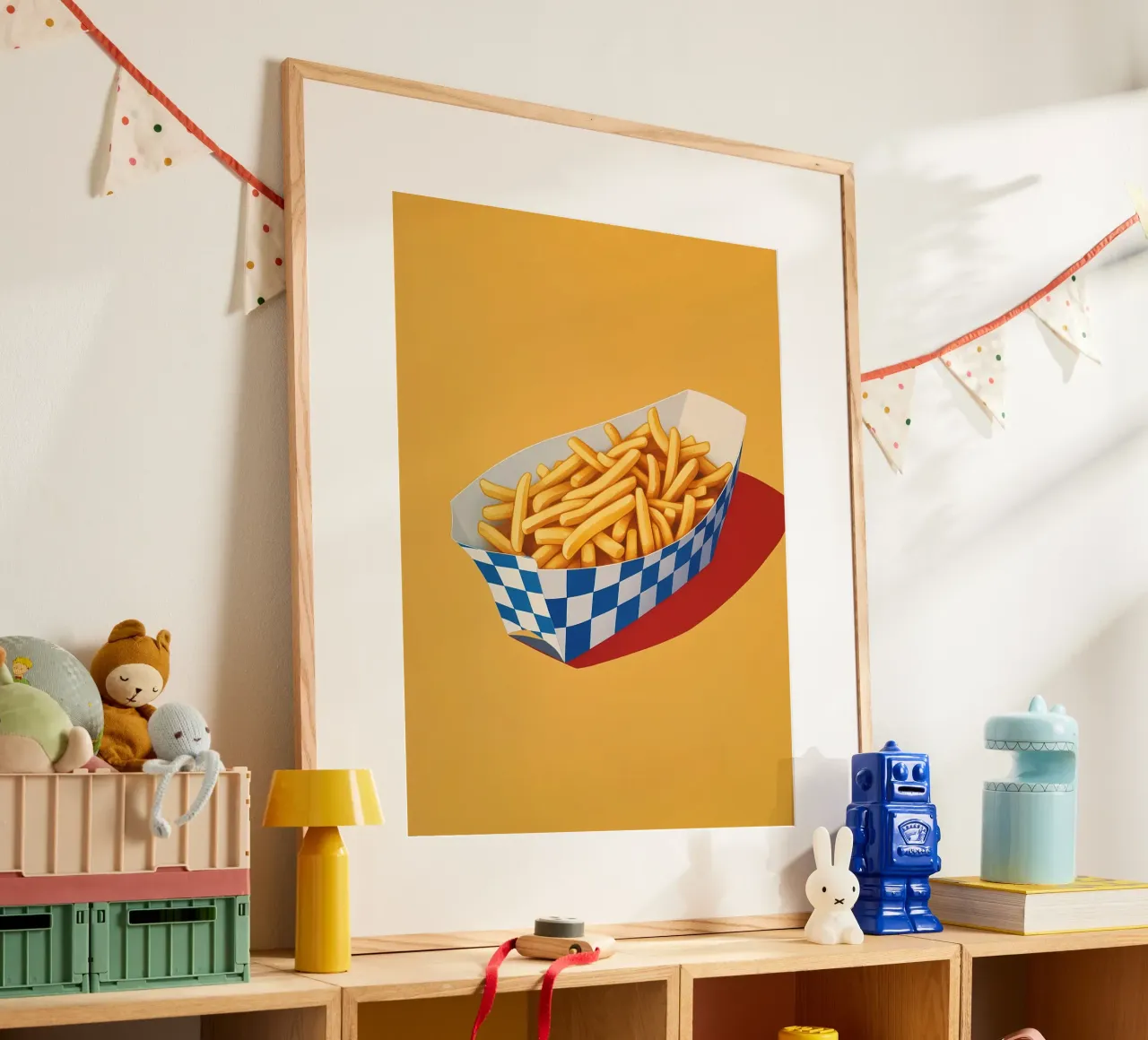 Snack di patatine fritte croccanti poster con telaio in alluminio da Carinaprint