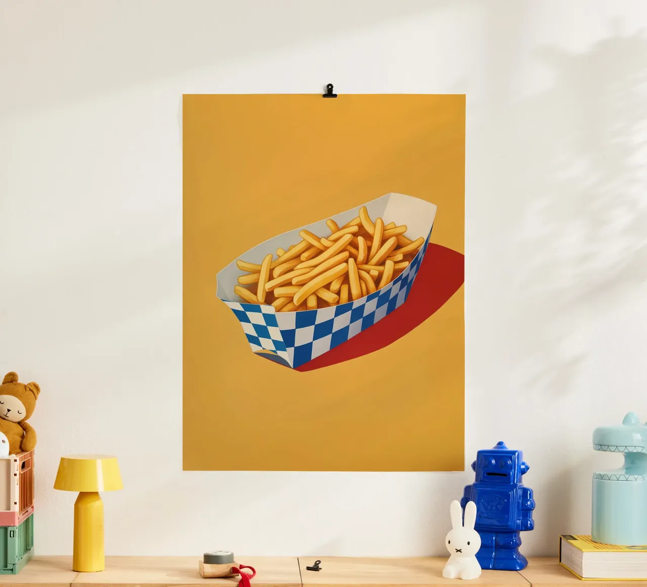 Snack di patatine fritte croccanti poster con telaio in alluminio da Carinaprint