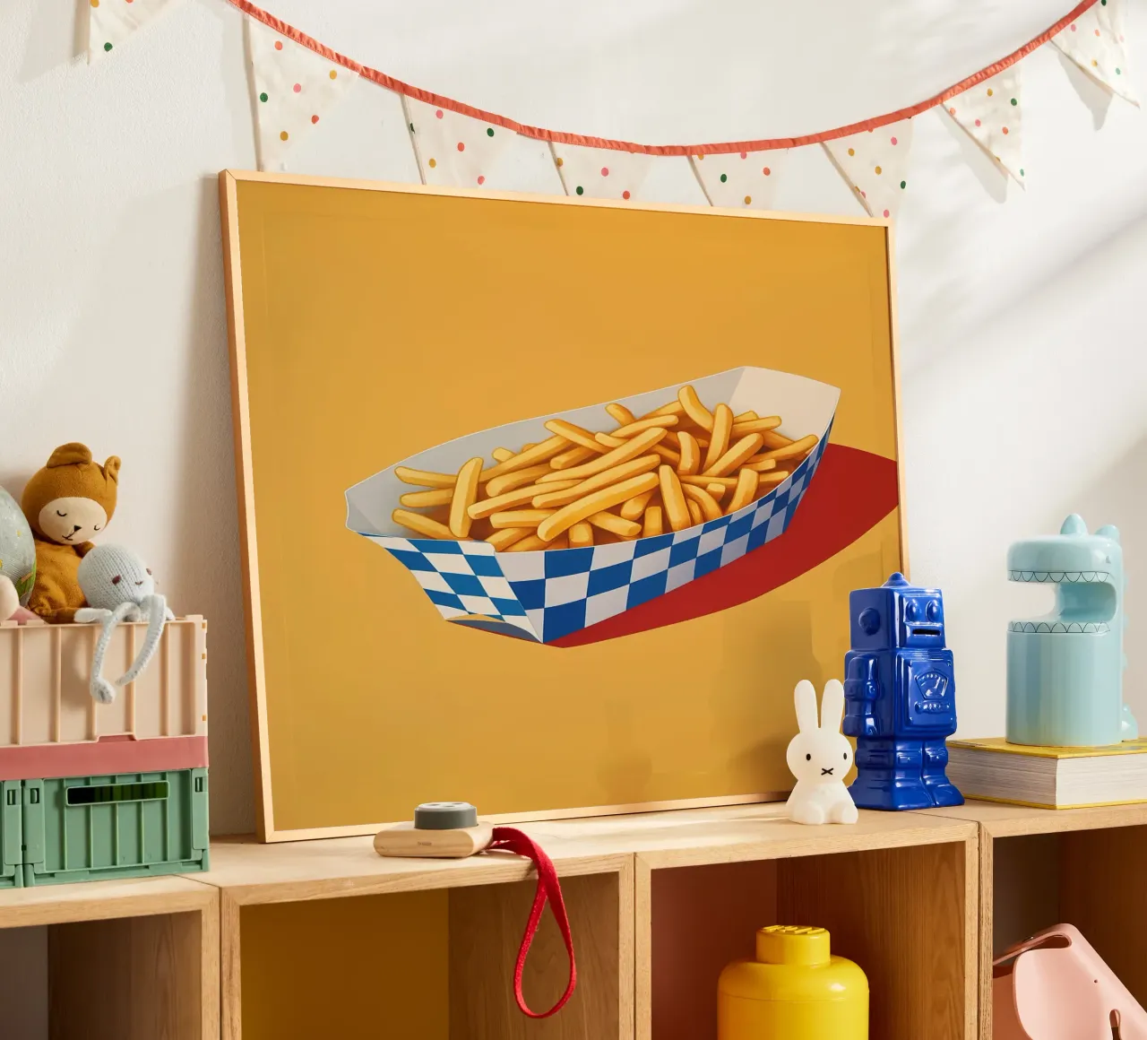 Snack di patatine fritte croccanti poster con telaio in alluminio da Carinaprint