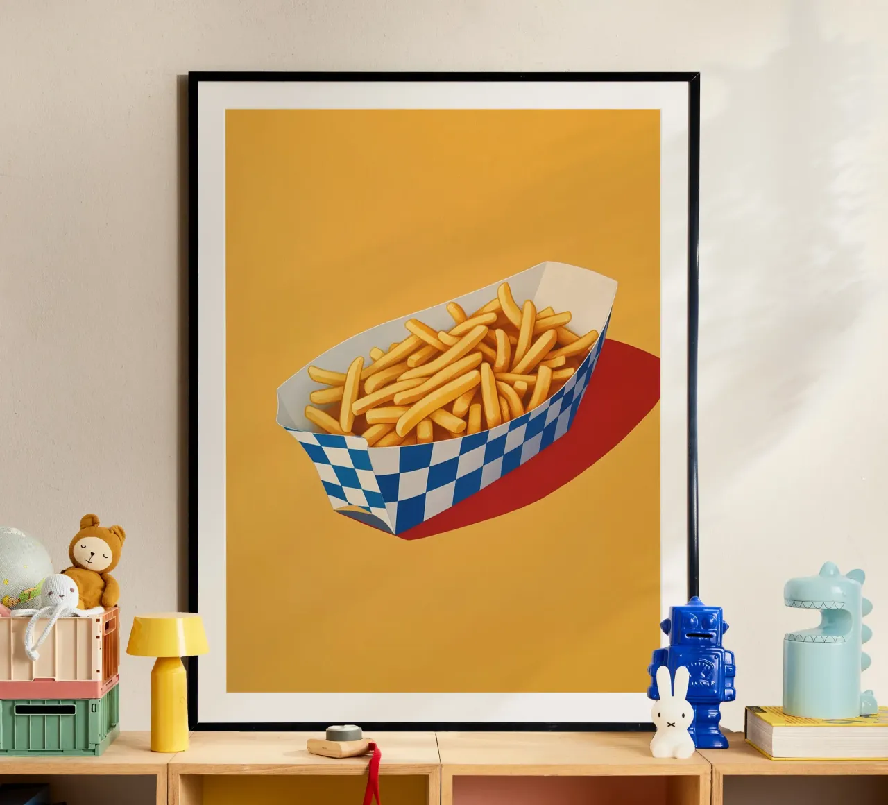 Snack di patatine fritte croccanti poster con telaio in alluminio da Carinaprint