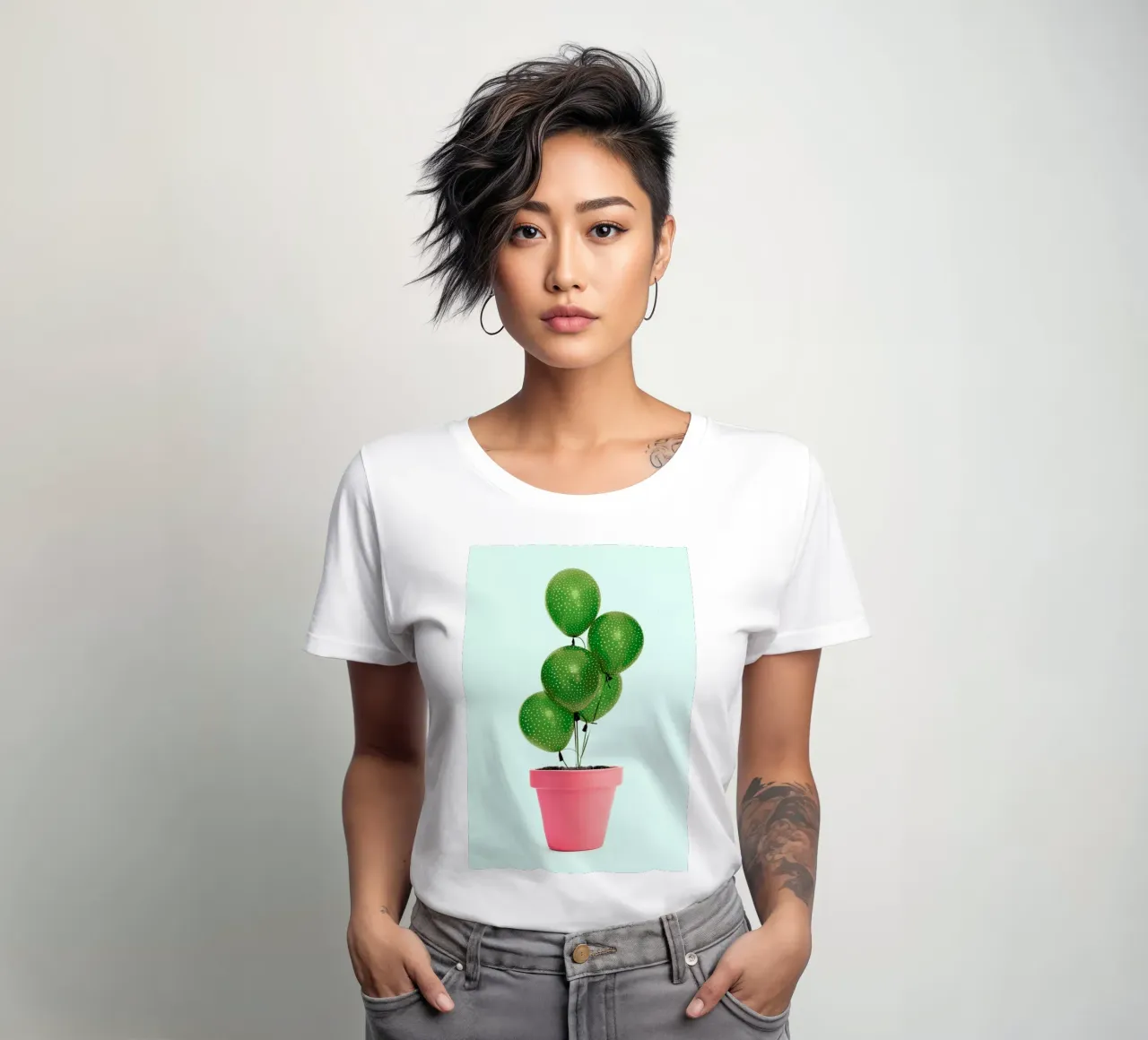 Cactus Balloon Frauen T-Shirt von Paul Fuentes Design