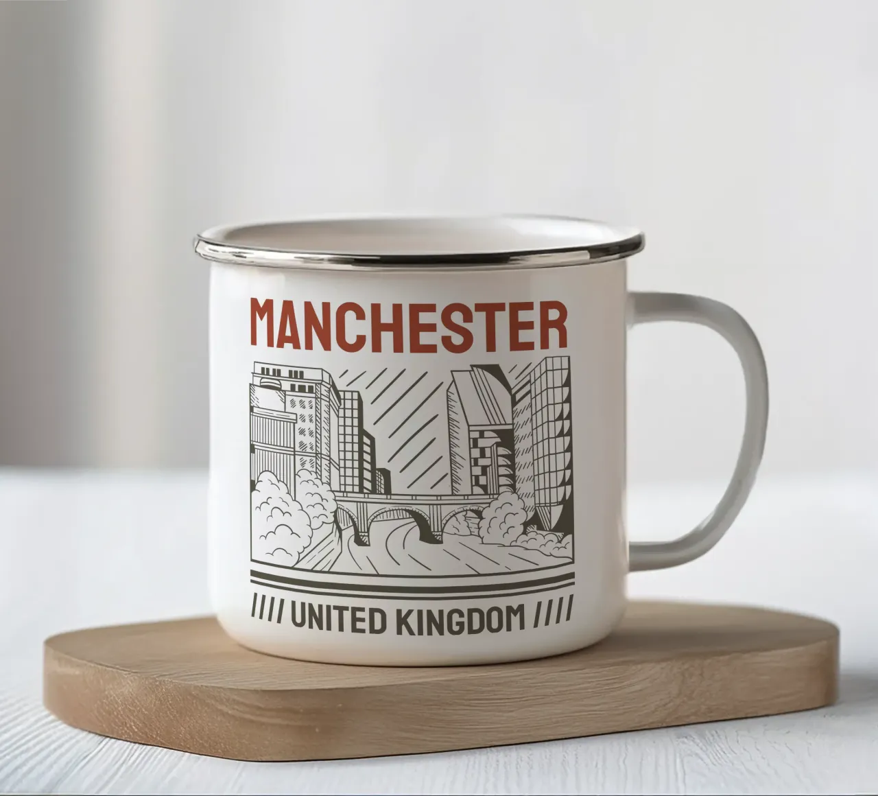 Regno Unito-Manchester design artistico classico tazza in smalto da rivariahill