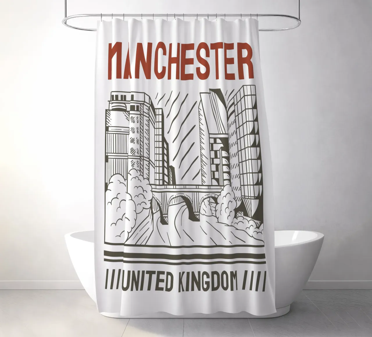 United Kingdom-Manchester classic art design shower curtain by rivariahill