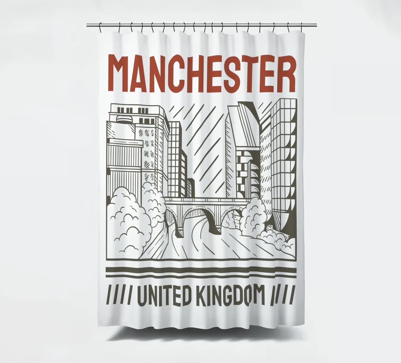 United Kingdom-Manchester classic art design shower curtain by rivariahill