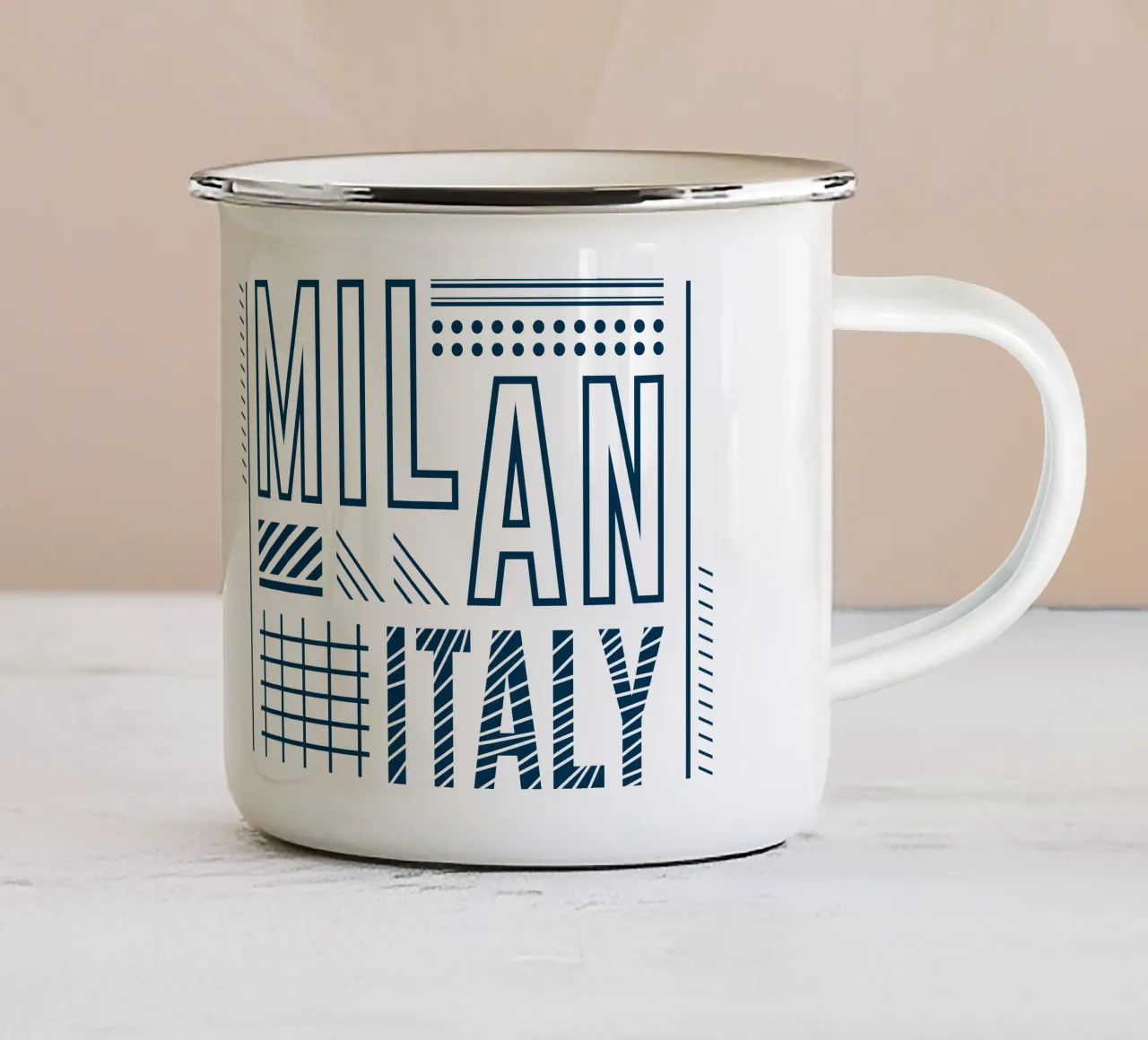 Milaan-Italiaans klassiek kunstontwerp emaille mok van rivariahill