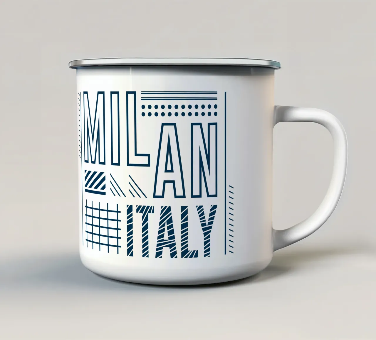 Milaan-Italiaans klassiek kunstontwerp emaille mok van rivariahill