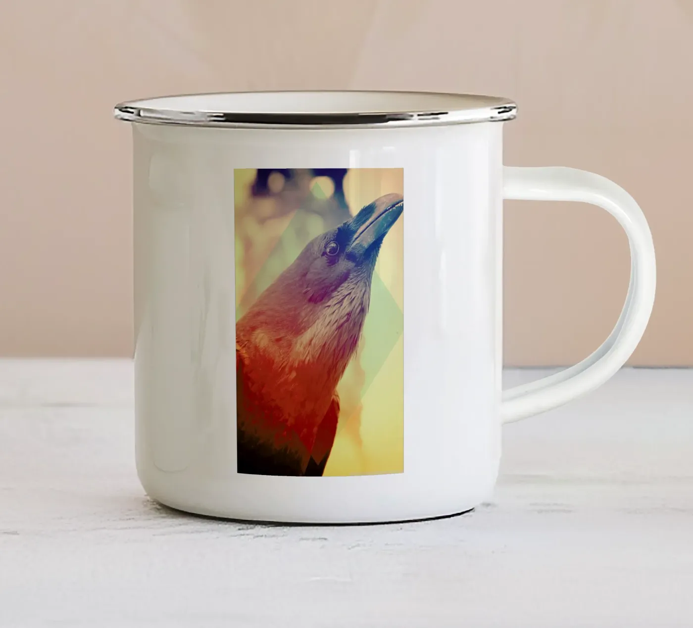 Crow enamel mug by Victorsbeard