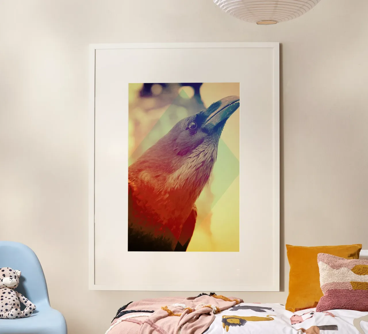 Crow poster con telaio in legno da Victorsbeard