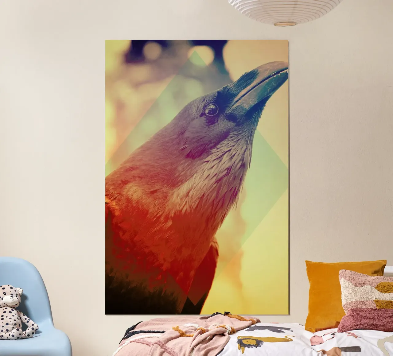 Crow poster con telaio in legno da Victorsbeard