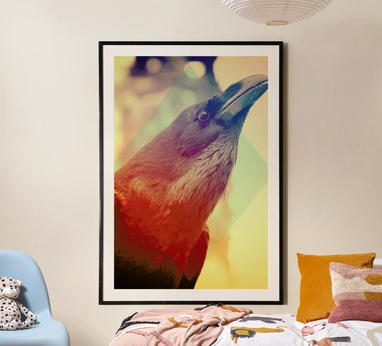 Crow poster con telaio in legno da Victorsbeard