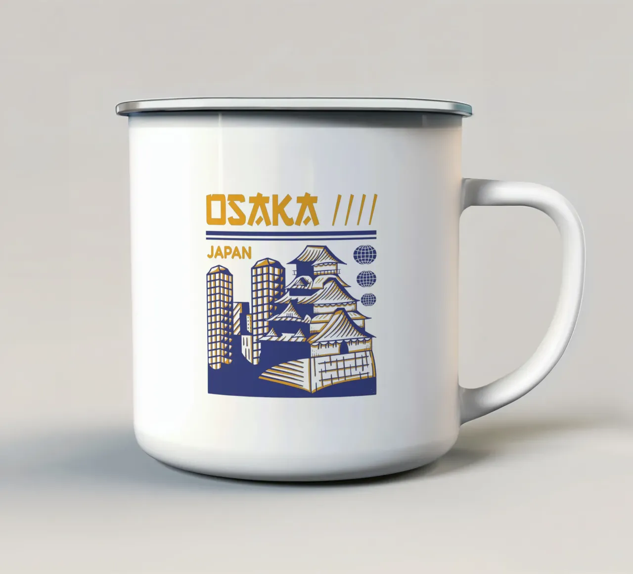 Osaka-Giappone design classico tazza in smalto da rivariahill