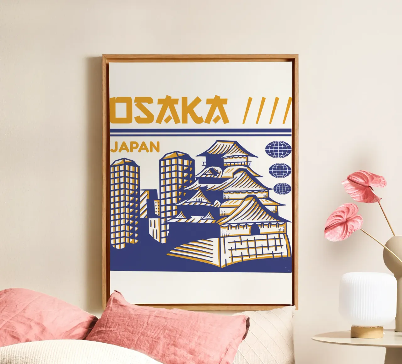 Osaka-Giappone design classico tela con Cornice a cassetta da rivariahill