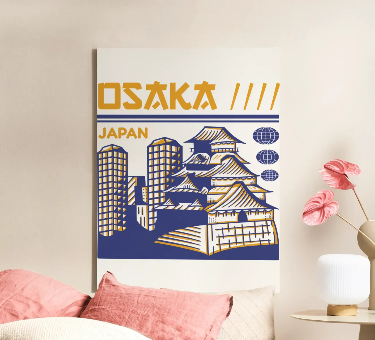 Osaka-Giappone design classico tela con Cornice a cassetta da rivariahill