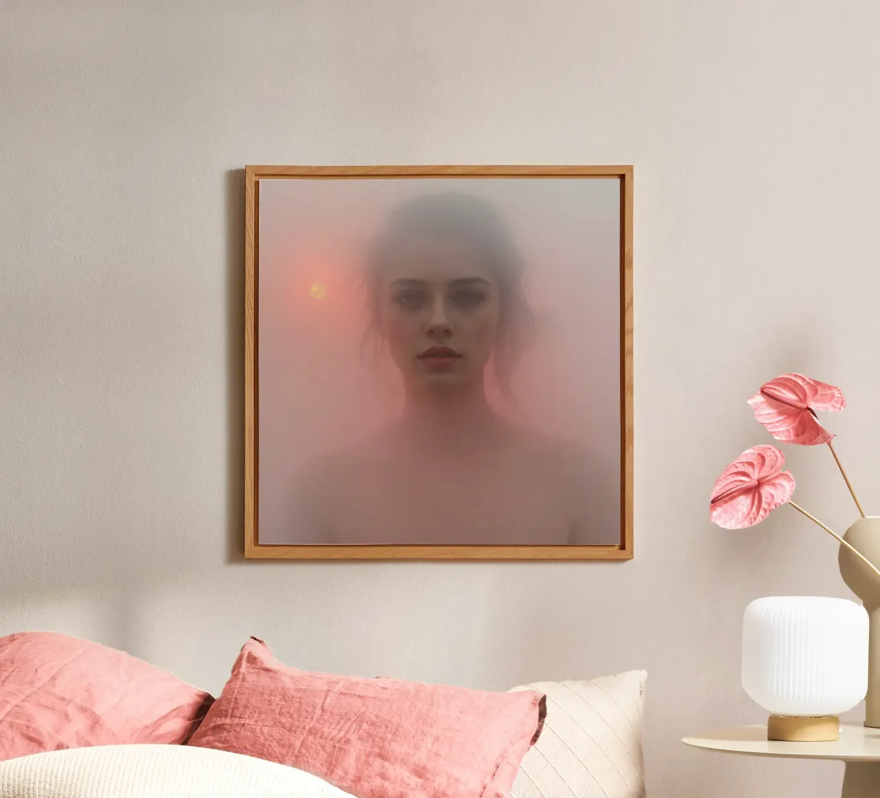 Ritratto etereo di una donna circondata dalla nebbia alluminio dibond da DesignDoodle