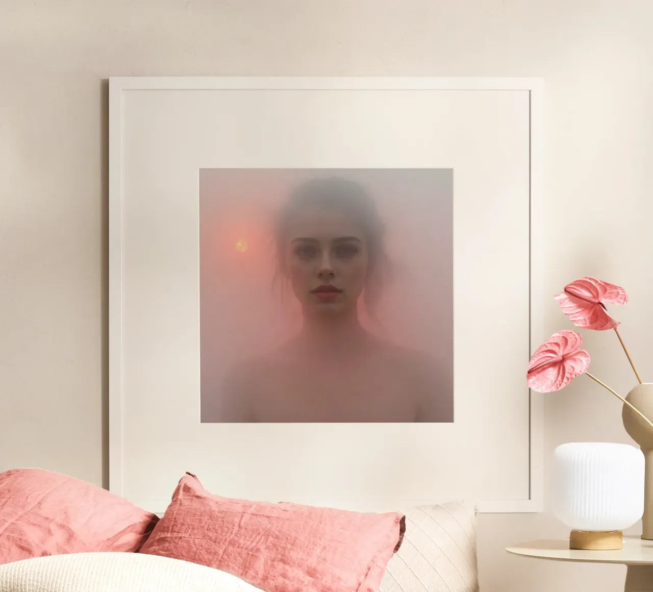 Ritratto etereo di una donna circondata dalla nebbia carta hahnemühle da DesignDoodle