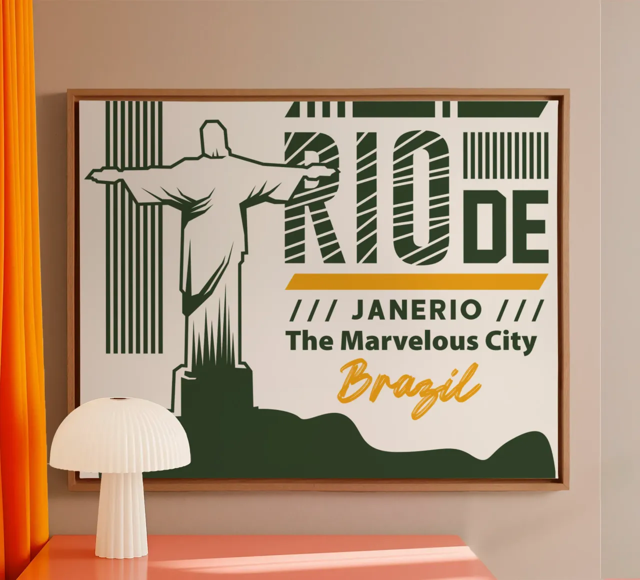 Rio de Janeiro-Brazilië klassiek kunstontwerp canvas met Baklijst van rivariahill