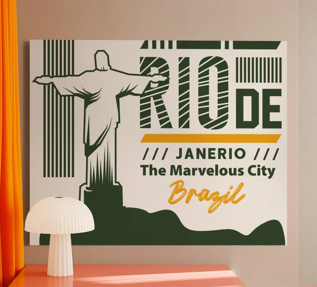 Rio de Janeiro-Brazilië klassiek kunstontwerp canvas met Baklijst van rivariahill