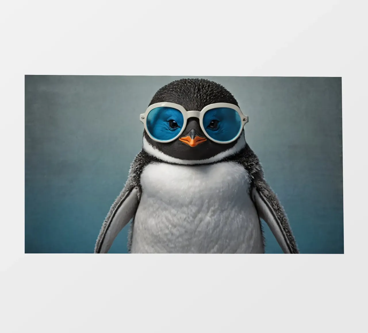 Un elegante pinguino che indossa occhiali da sole blu posa con sicurezza telo in pvc da DesignDoodle