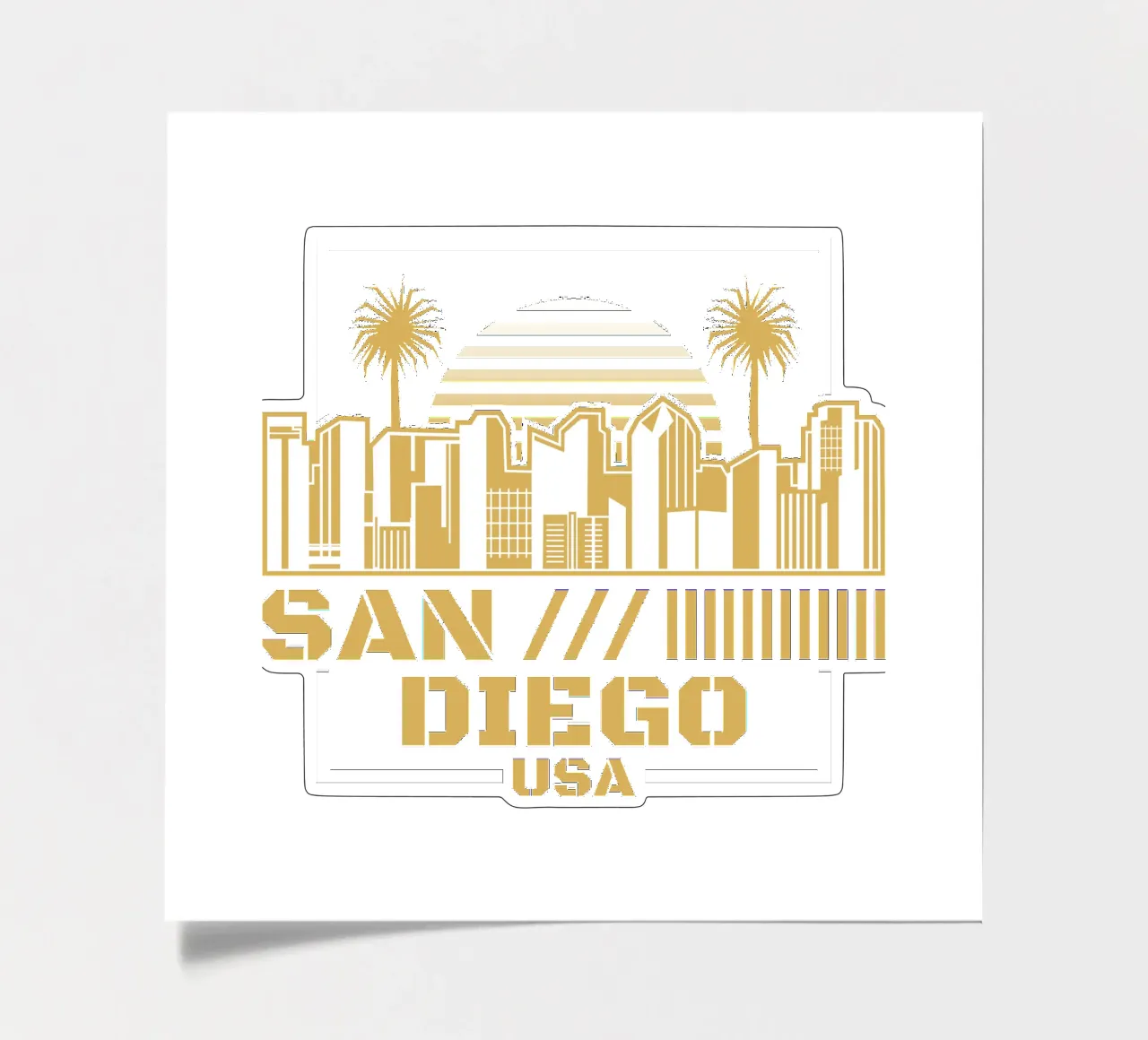 Sandiego-USA klassiek kunstontwerp stickervel van rivariahill