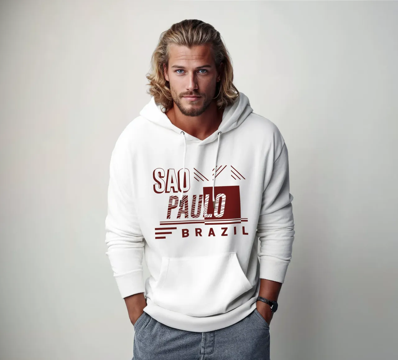 Saopaolo Brasile design classico felpa con cappuccio da rivariahill