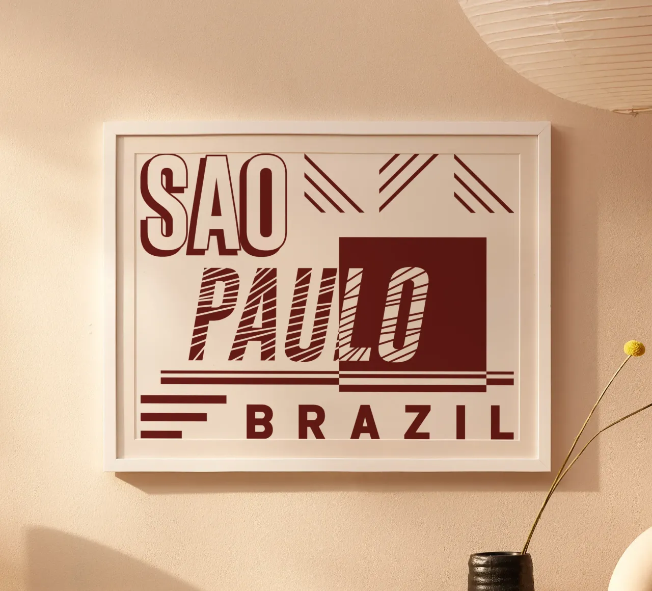 Saopaolo Brasile design classico poster con telaio in legno da rivariahill