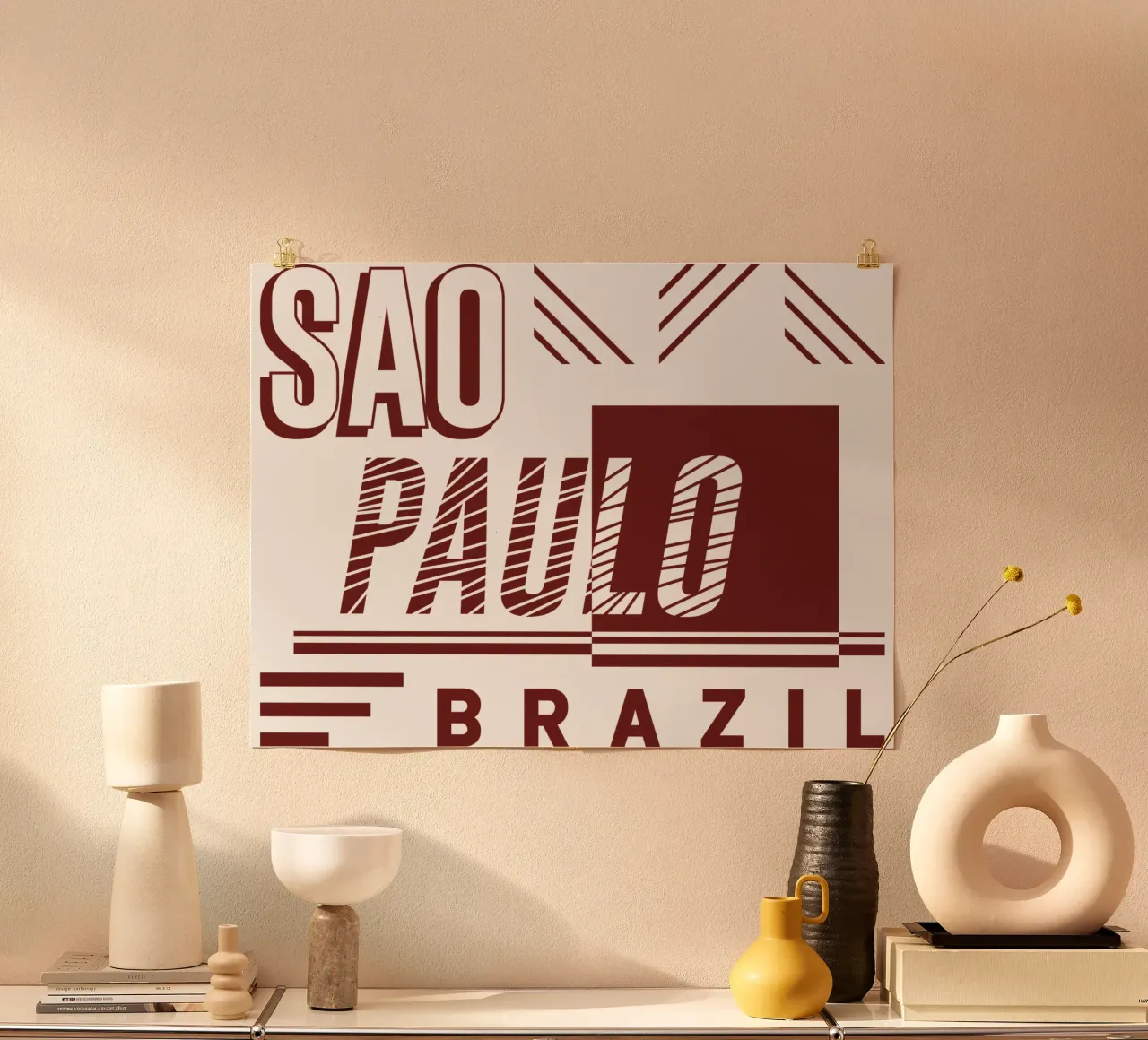 Saopaolo Brasile design classico poster con telaio in legno da rivariahill