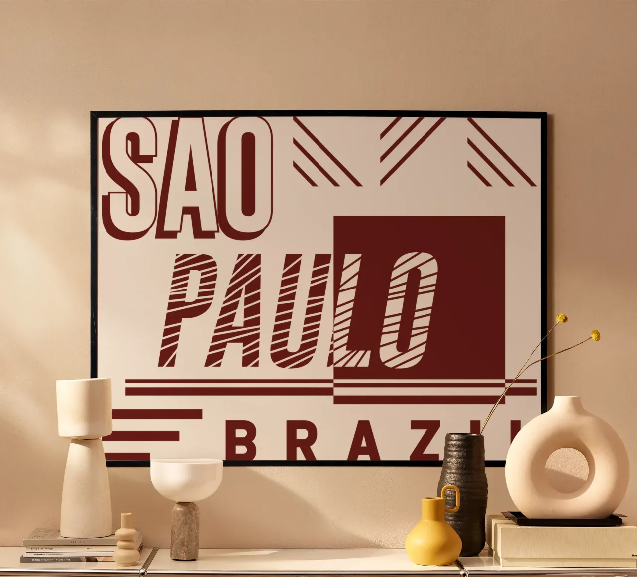 Saopaolo Brasile design classico poster con telaio in legno da rivariahill