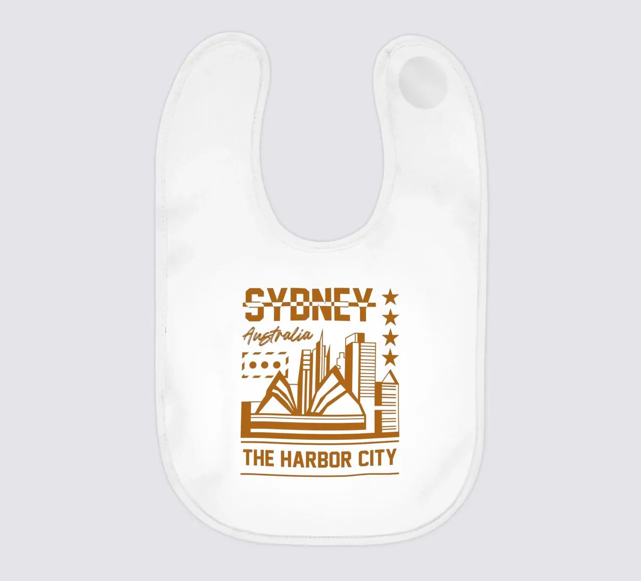 Sydney Australia classic art design baby bib by rivariahill