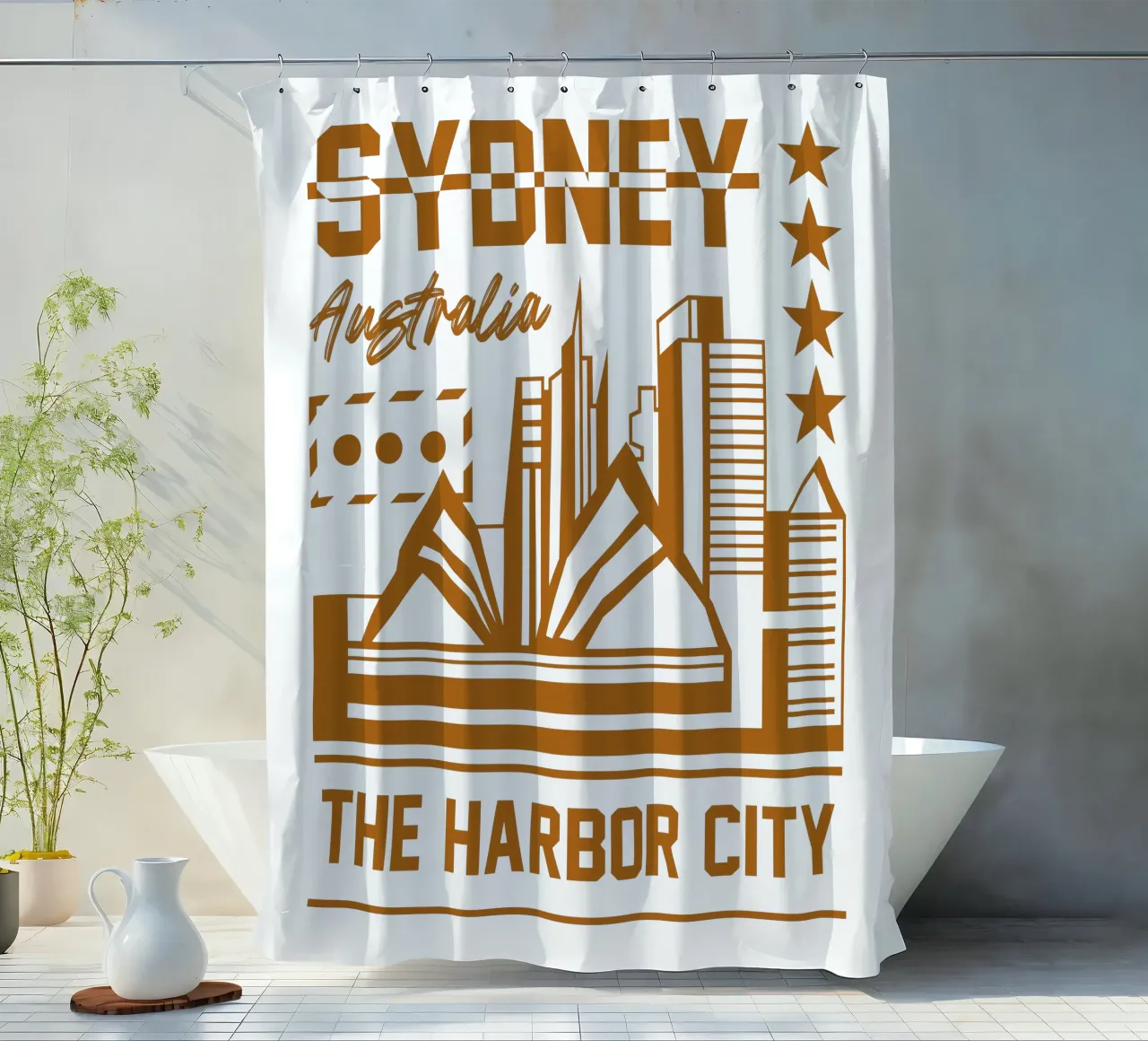 Sydney Australia classic art design shower curtain by rivariahill