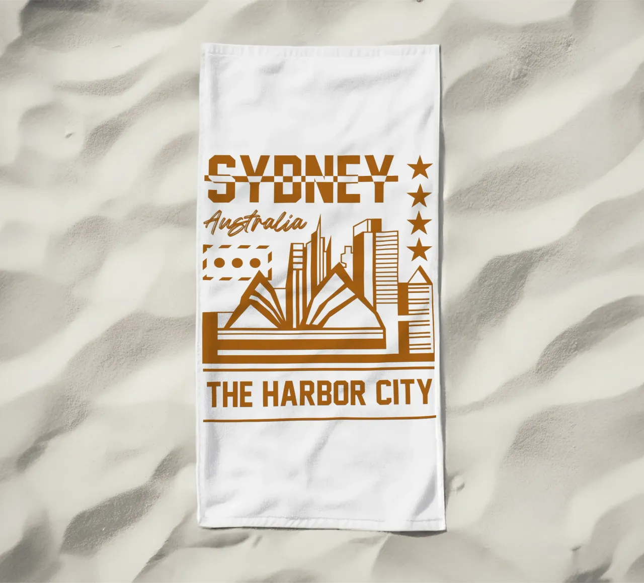 Sydney Australia classic art design beach towel by rivariahill