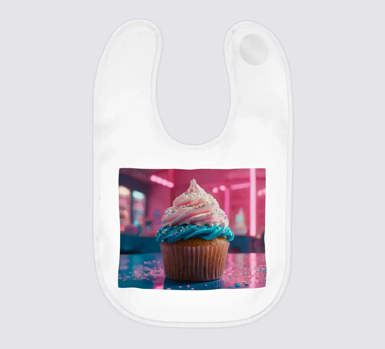 cupcake colorati con vortici di glassa e zuccherini bavaglino da DesignDoodle