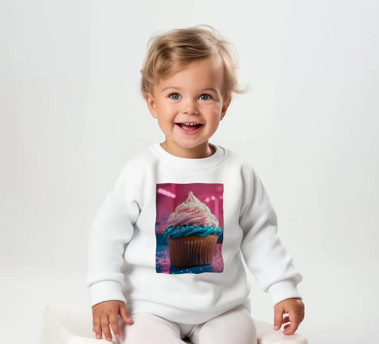 cupcake colorati con vortici di glassa e zuccherini felpa neonato da DesignDoodle
