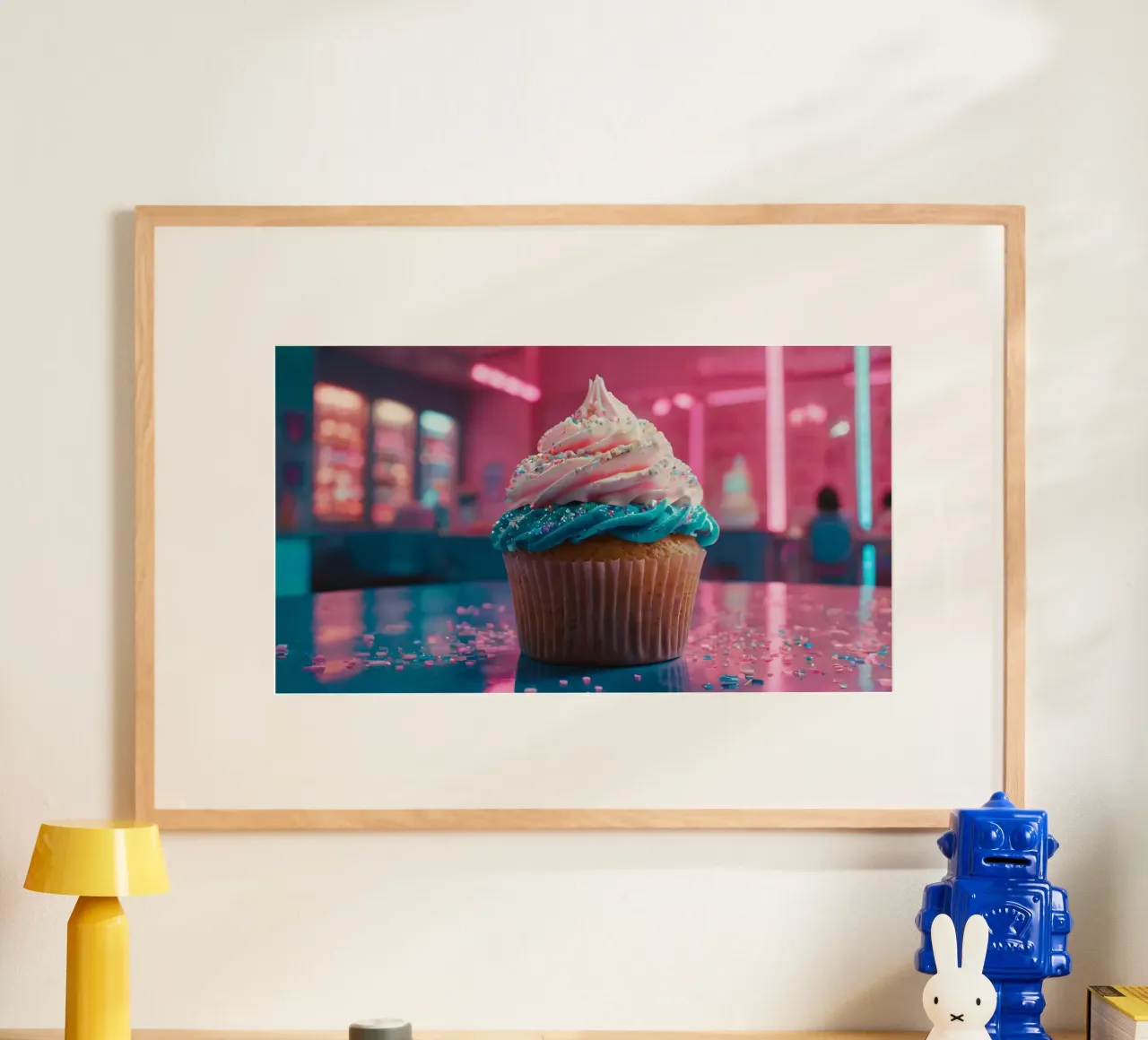 colorful cupcake with swirls of frosting and sprinkles hahnemühle by DesignDoodle