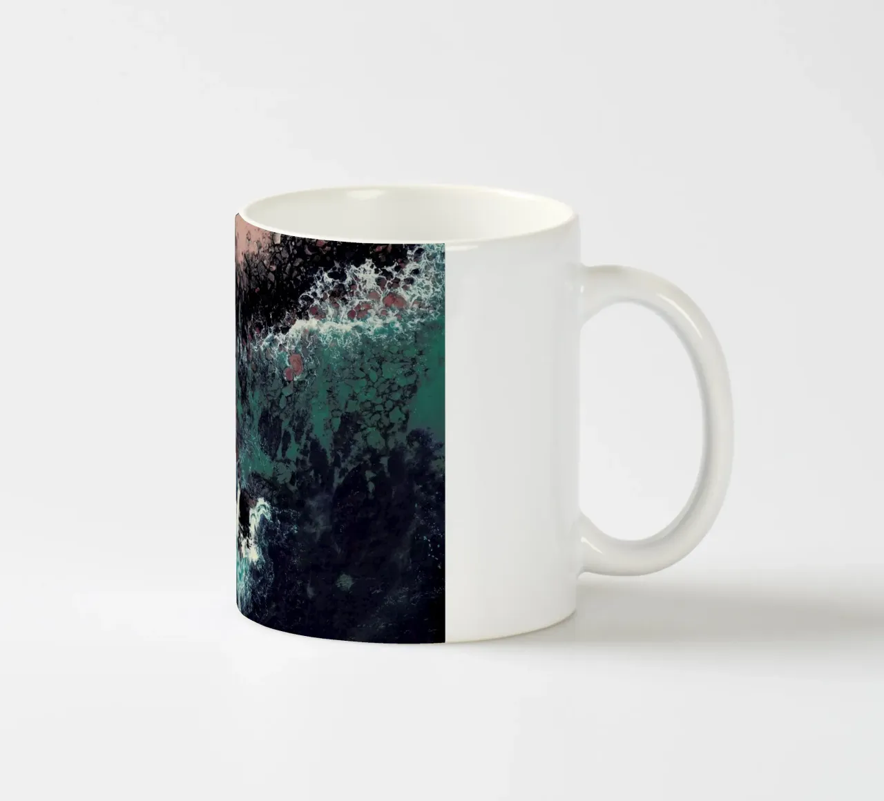 Emerald Green Sea ceramic mug by Ingrid Beddoes