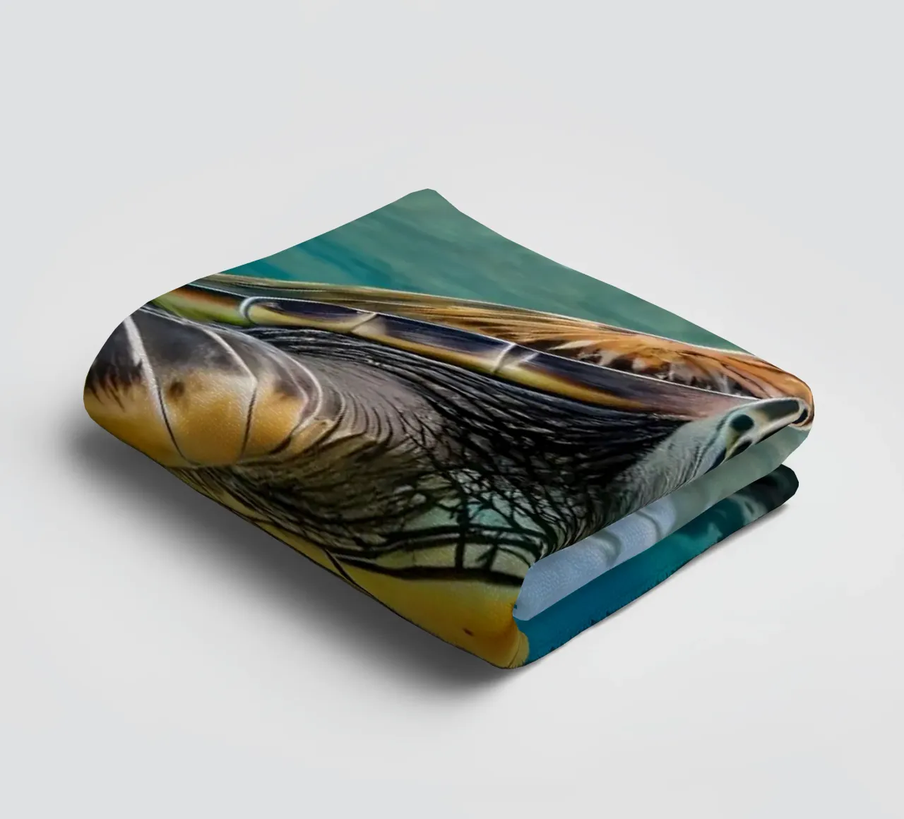 A sea turtle gliding gracefully through clear blue waters towel by DesignDoodle