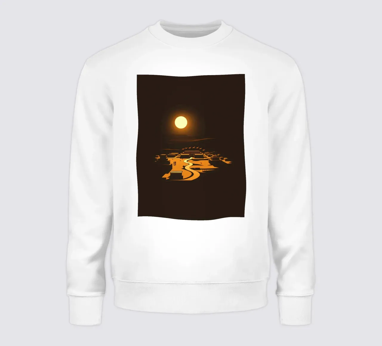 Un tramonto mette in risalto un tranquillo villaggio con sentieri tortuosi felpa da DesignDoodle
