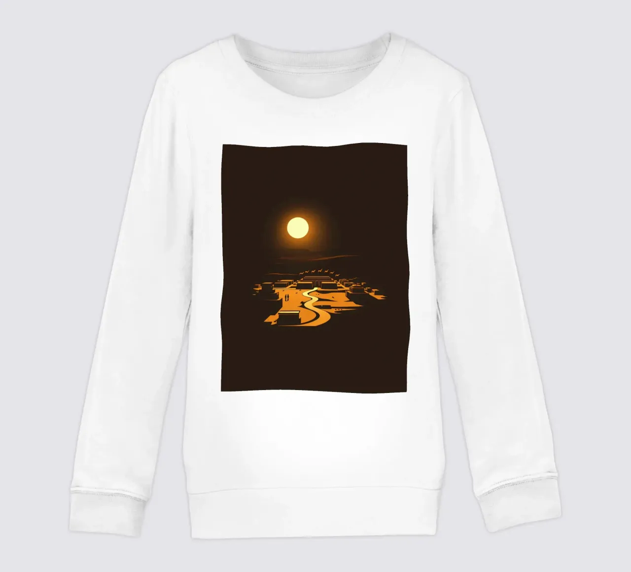 Un tramonto mette in risalto un tranquillo villaggio con sentieri tortuosi felpa bambino da DesignDoodle