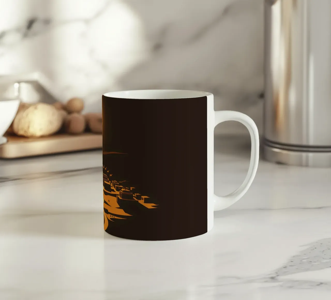 Un tramonto mette in risalto un tranquillo villaggio con sentieri tortuosi tazza in ceramica da DesignDoodle