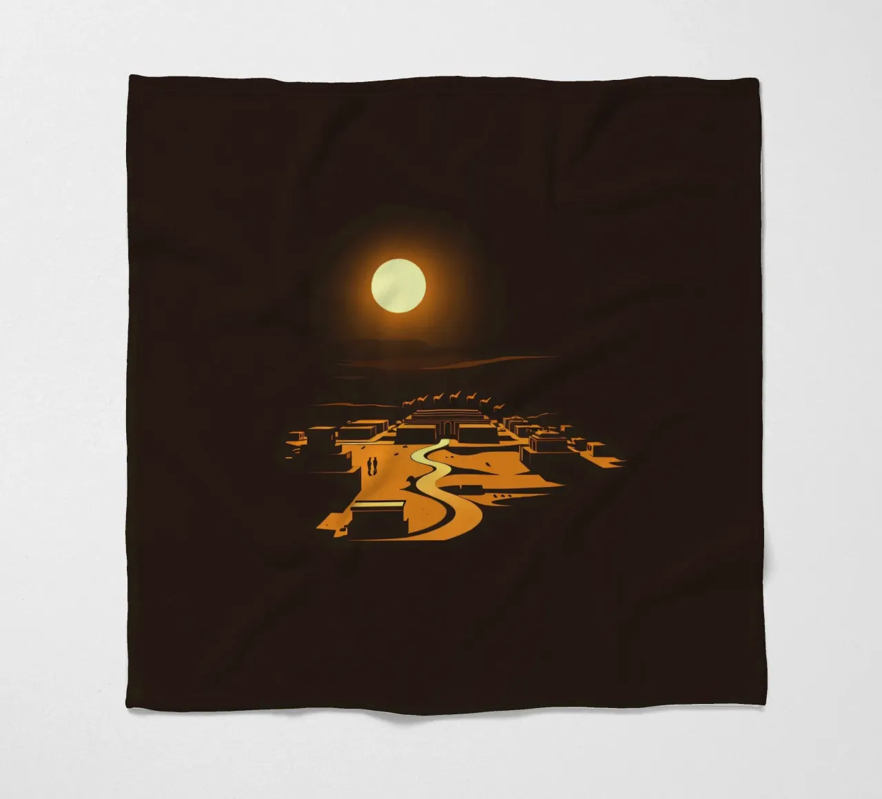 Un tramonto mette in risalto un tranquillo villaggio con sentieri tortuosi coperta in pile da DesignDoodle