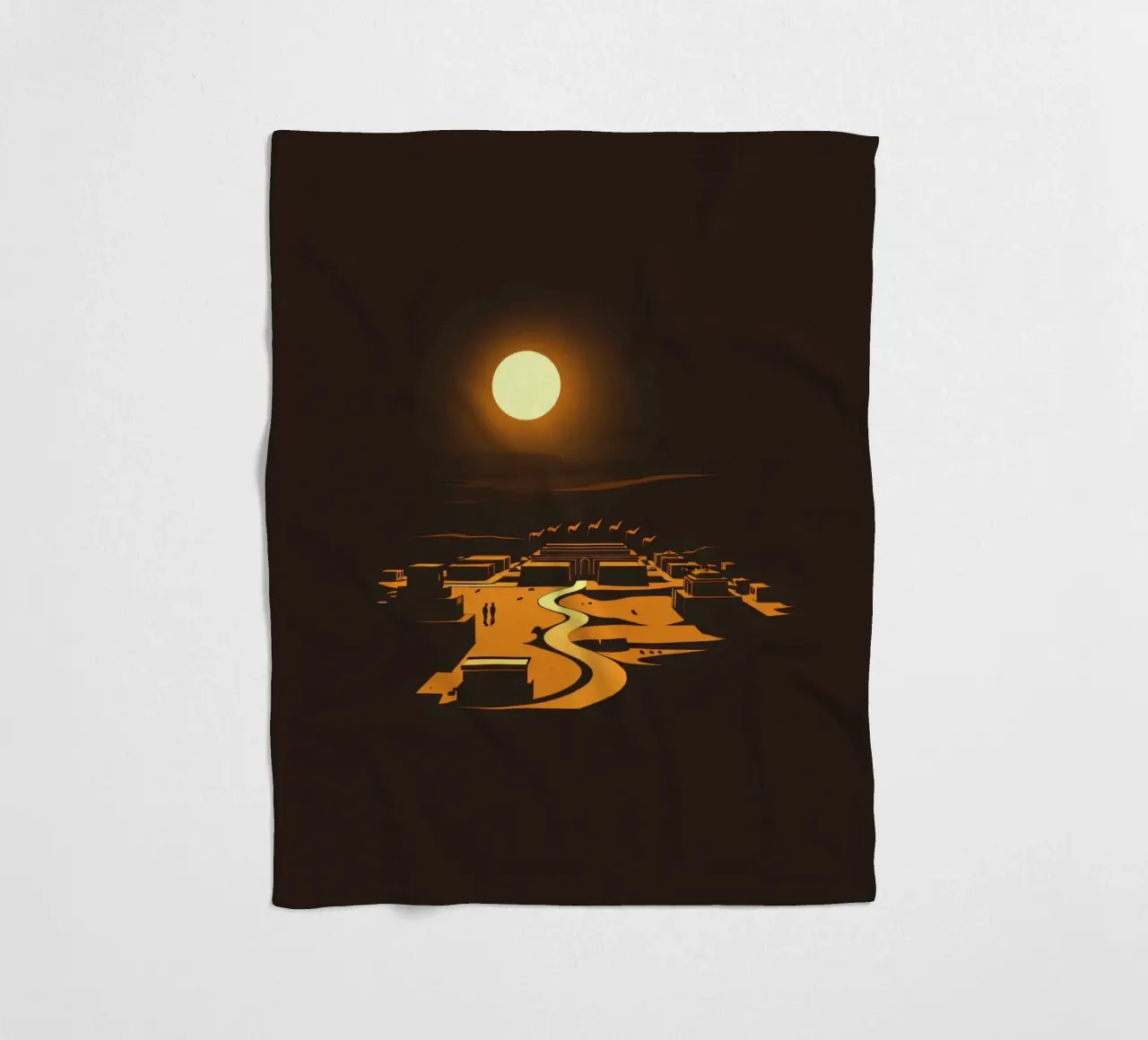 Un tramonto mette in risalto un tranquillo villaggio con sentieri tortuosi coperta in pile da DesignDoodle