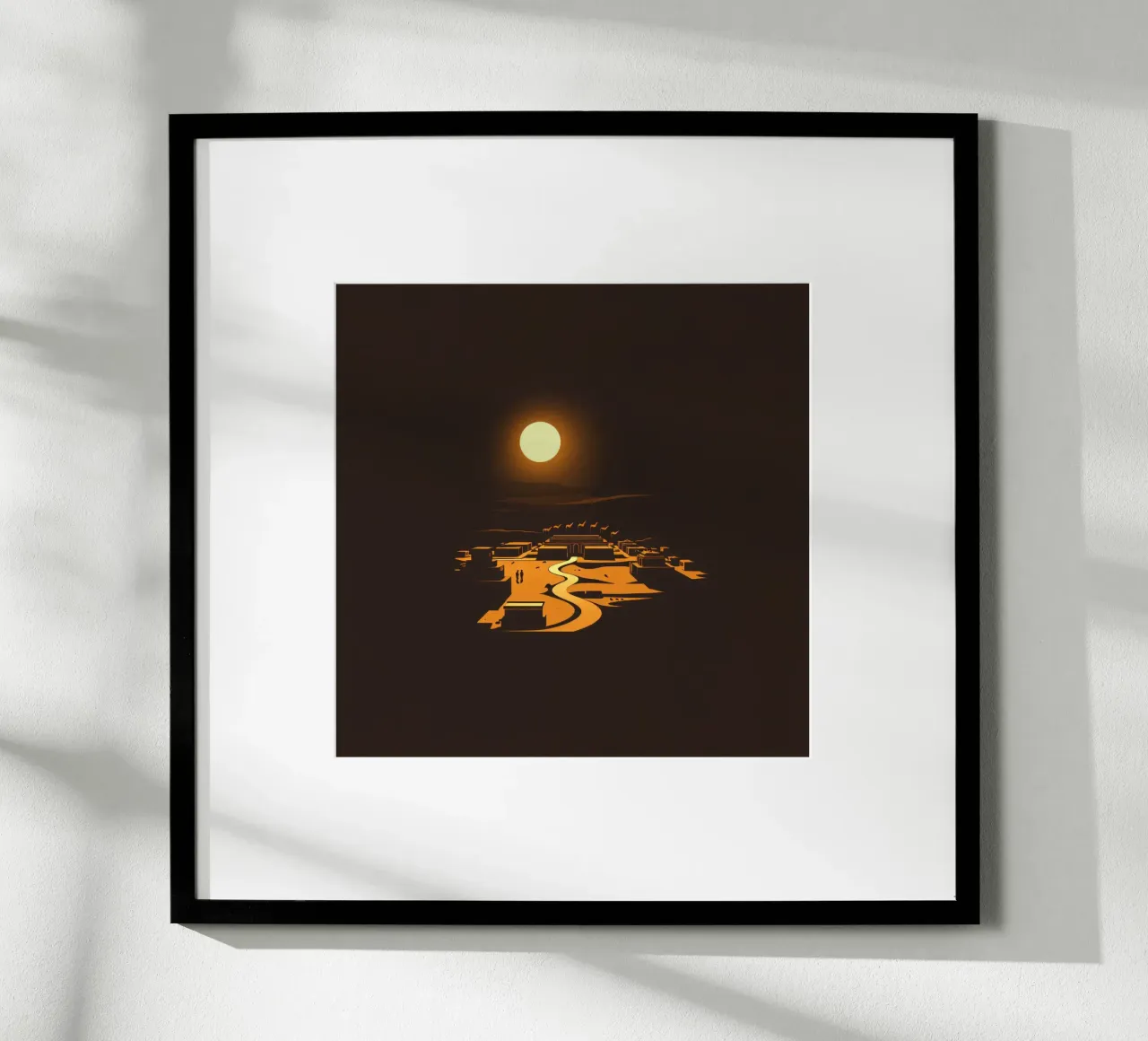 Un tramonto mette in risalto un tranquillo villaggio con sentieri tortuosi poster da DesignDoodle