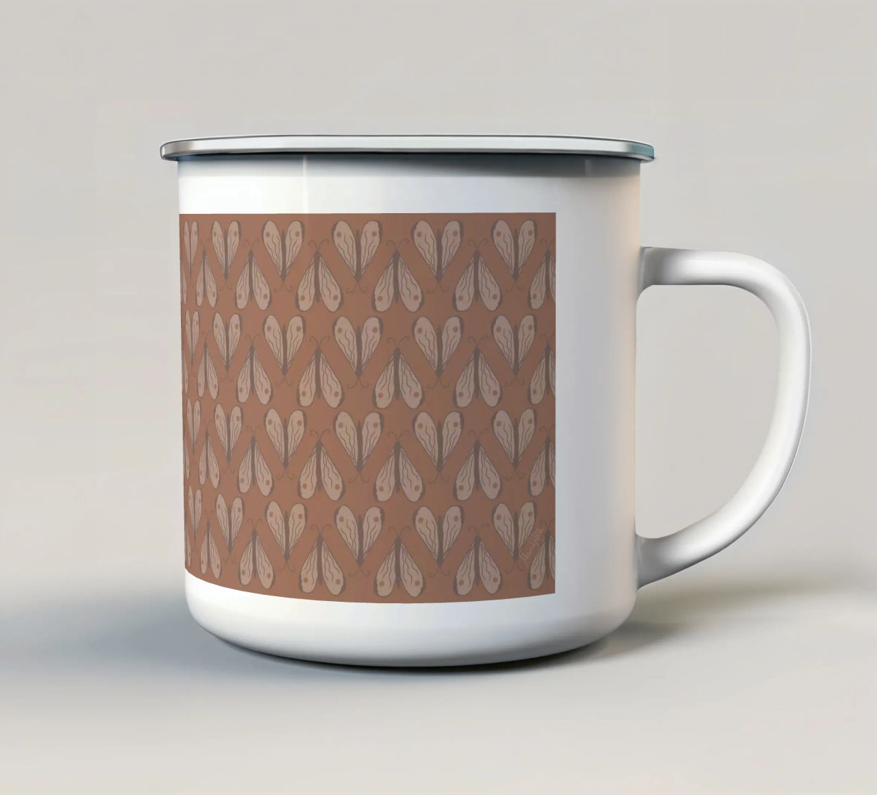 Infinite moth tazza in smalto da Mandalla Pattern