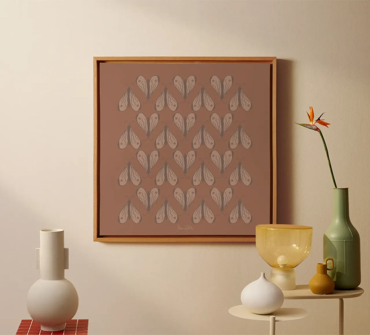 Infinite moth tela con Cornice a cassetta da Mandalla Pattern