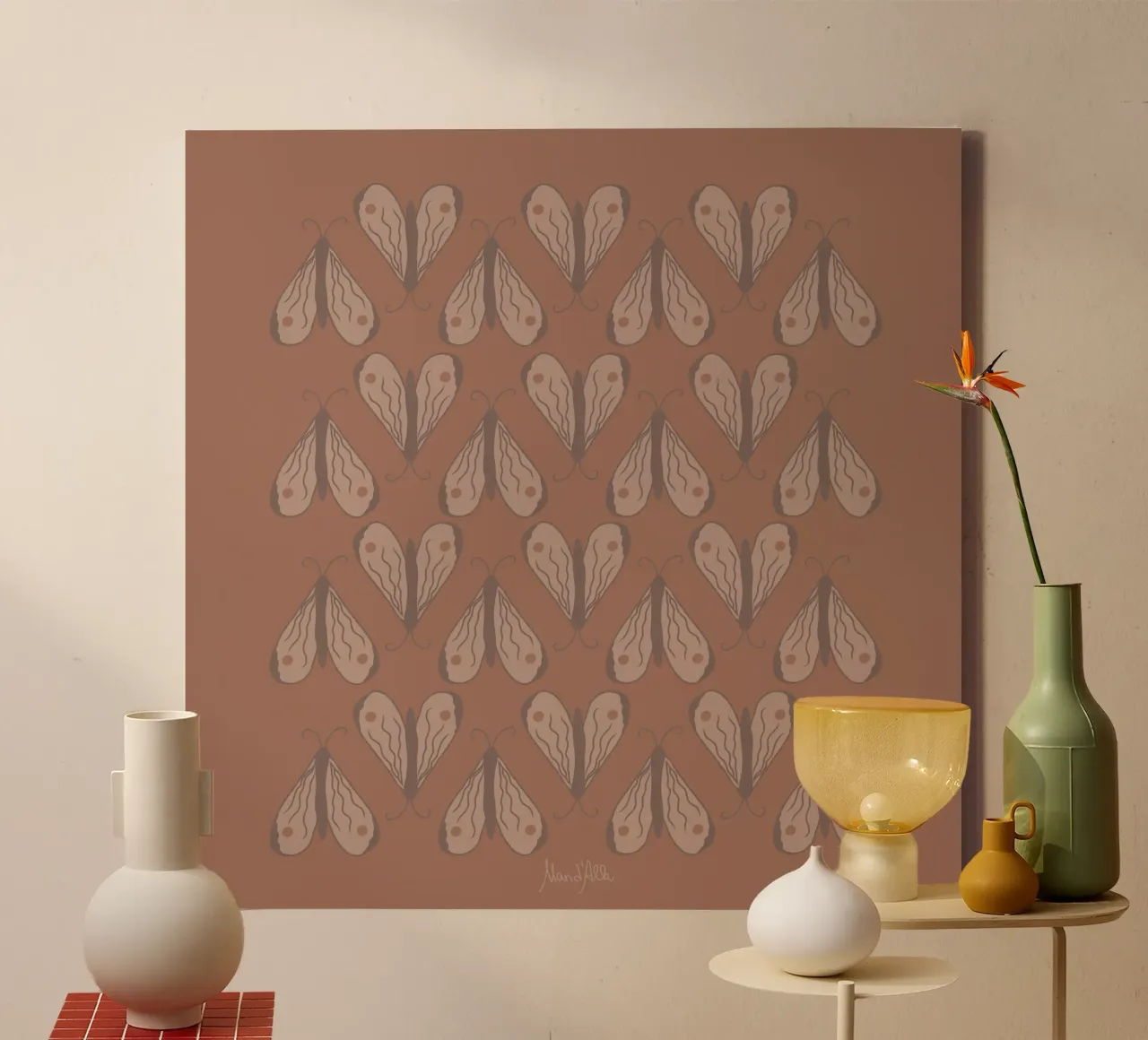 Infinite moth tela con Cornice a cassetta da Mandalla Pattern