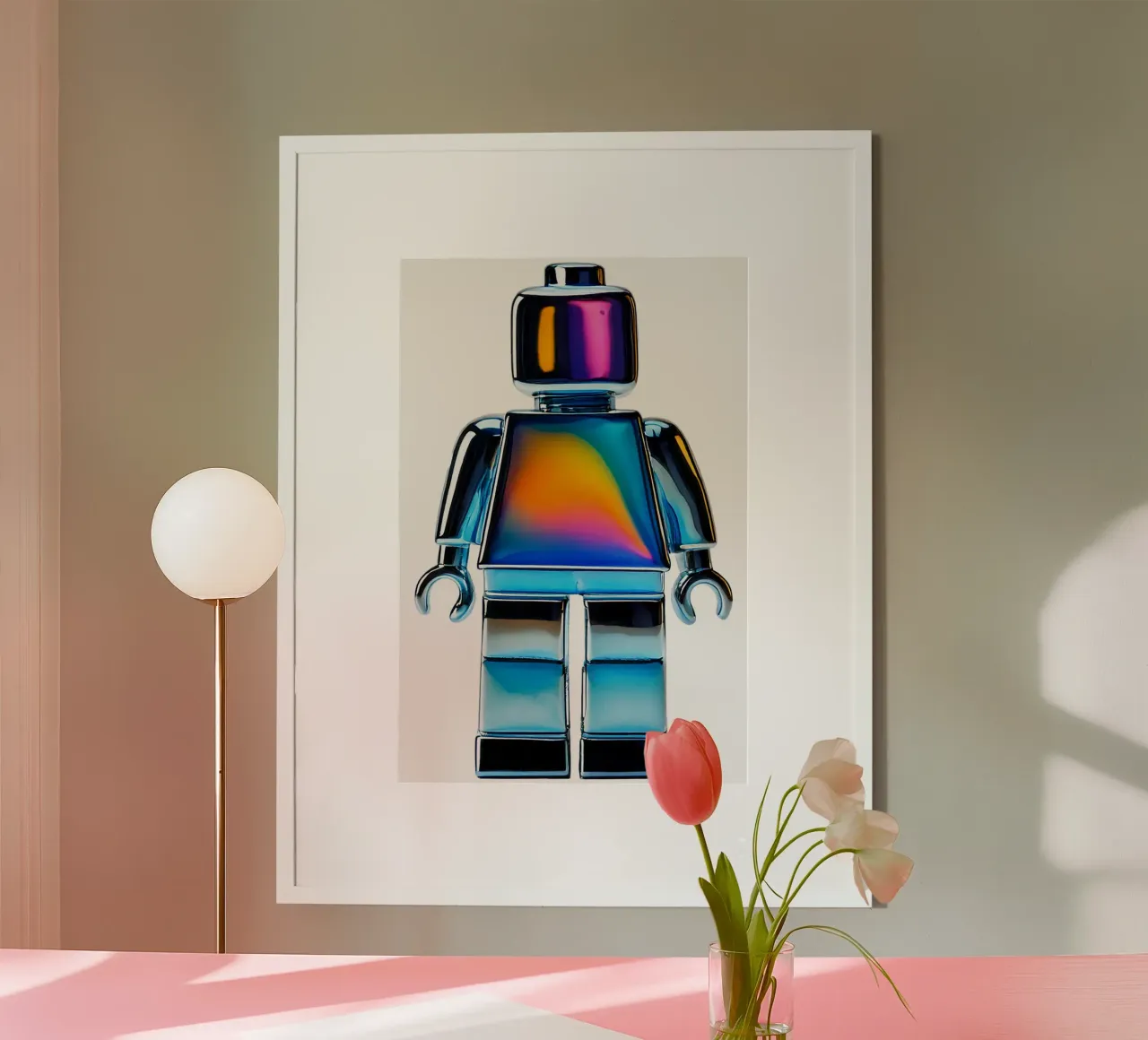 Figura cromata ispirata al maschio LEGO senza HG - Bujaboom poster con telaio in plastica da bujaboom