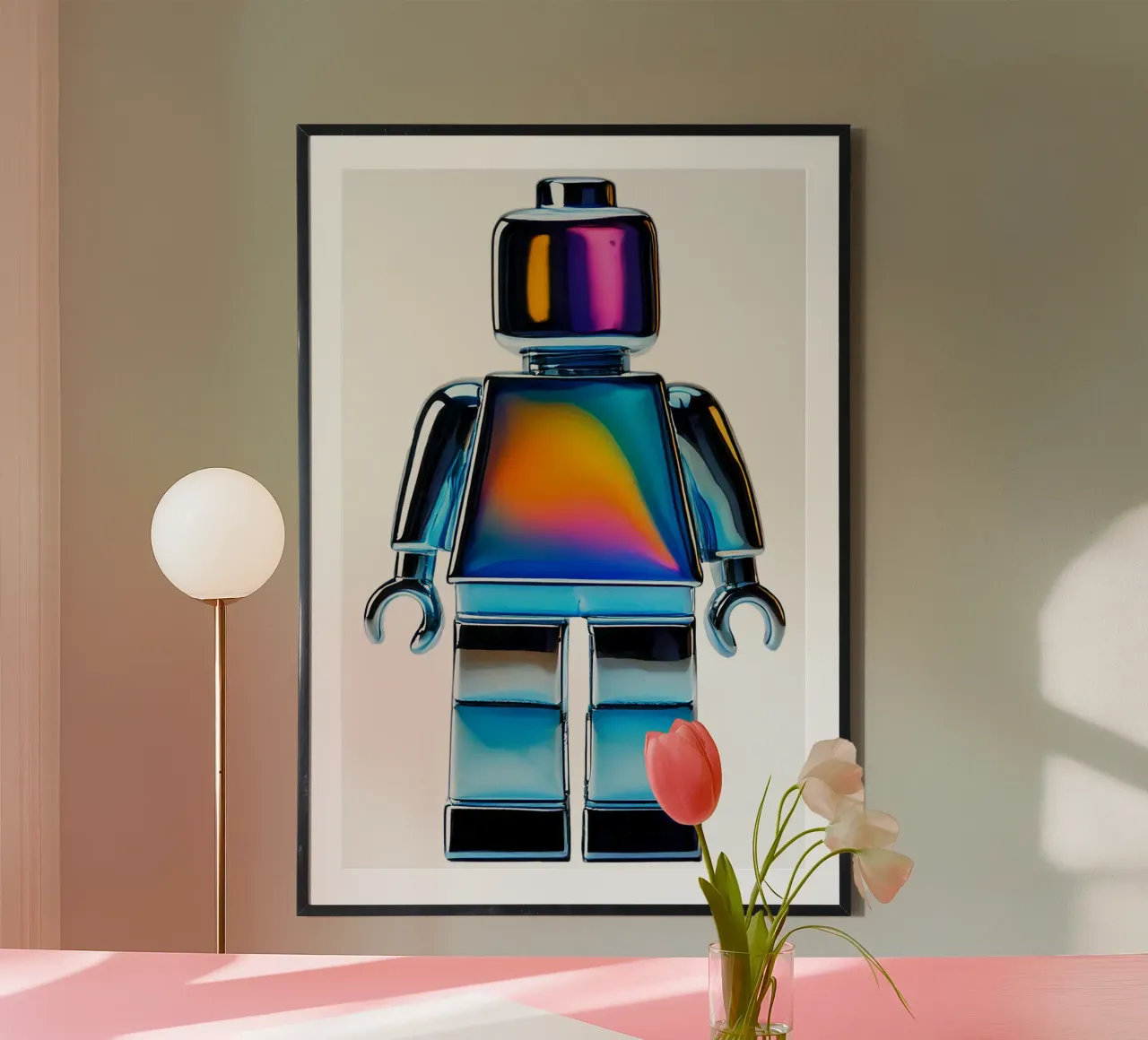 Figura cromata ispirata al maschio LEGO senza HG - Bujaboom poster con telaio in plastica da bujaboom